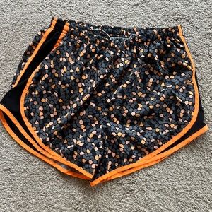 Nike tempo shorts/size medium. Black/gray/orange geometric print